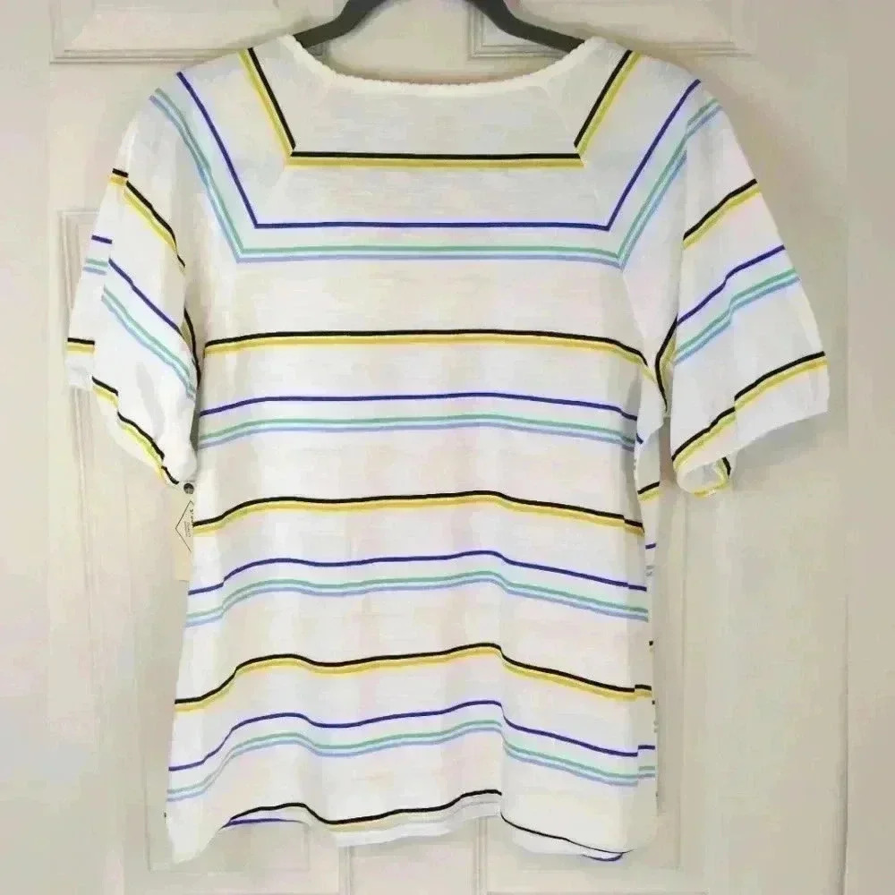 St John's Bay multi striped shirt size petite‎ - Picture 2 of 5